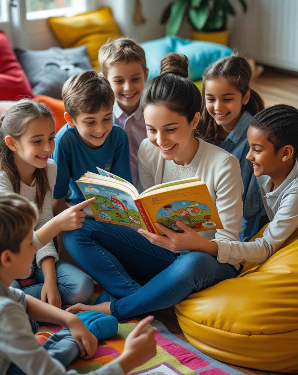 Happy children learning together